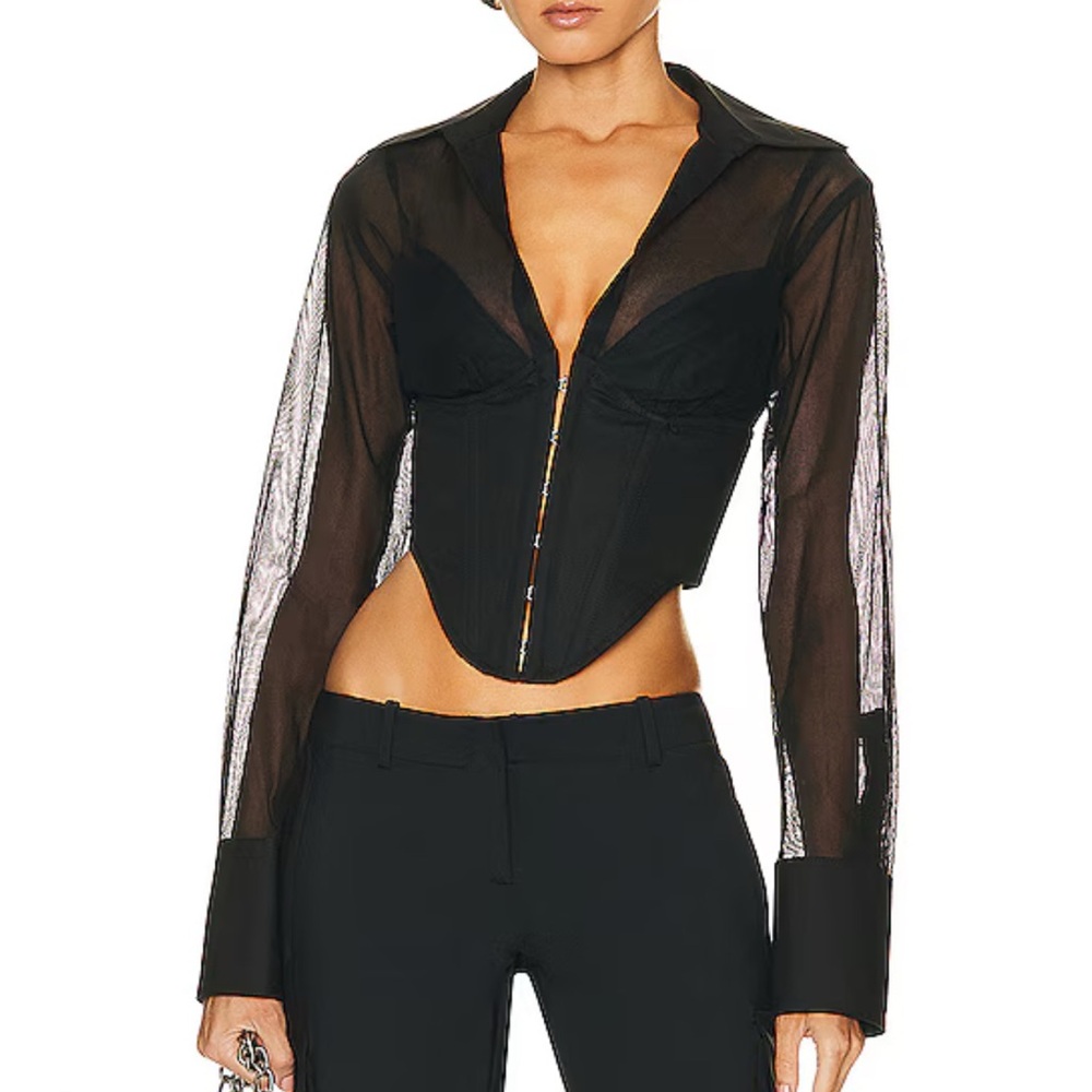Dion Lee Black Grid Corset Shirt